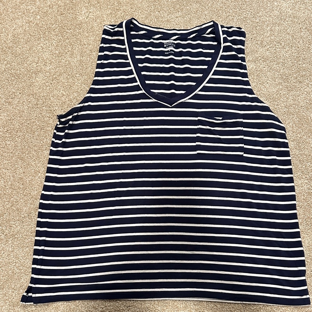 Market & Spruce Navy Striped Women's Top